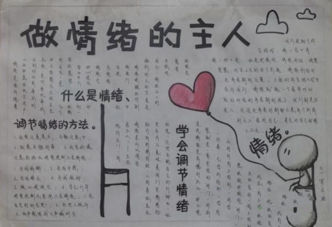大學生心理健康手抄報，做情緒的主人