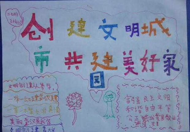 小學生創(chuàng)建文明城市共建美好家園手抄報圖片