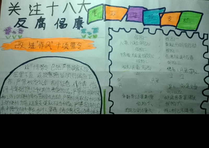 關(guān)注十八大，反腐倡廉手抄報(bào)