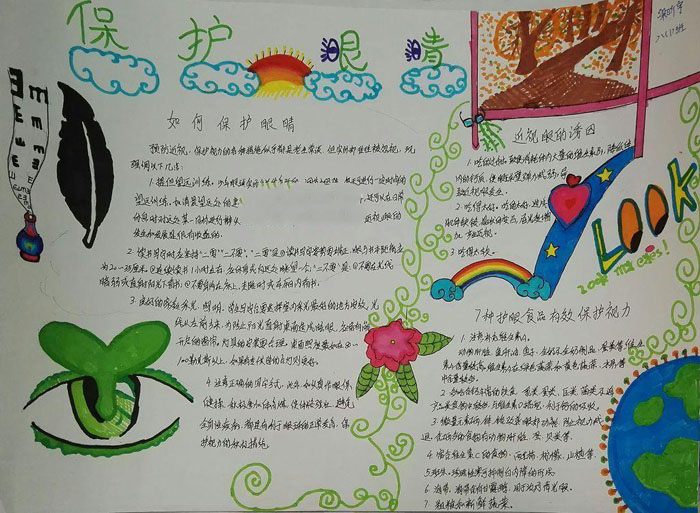 漂亮的愛眼護(hù)眼<a href=http://www.inspiredelm.com/shouchaobao/ target=_blank class=infotextkey>手抄報(bào)</a>圖片，愛護(hù)眼睛