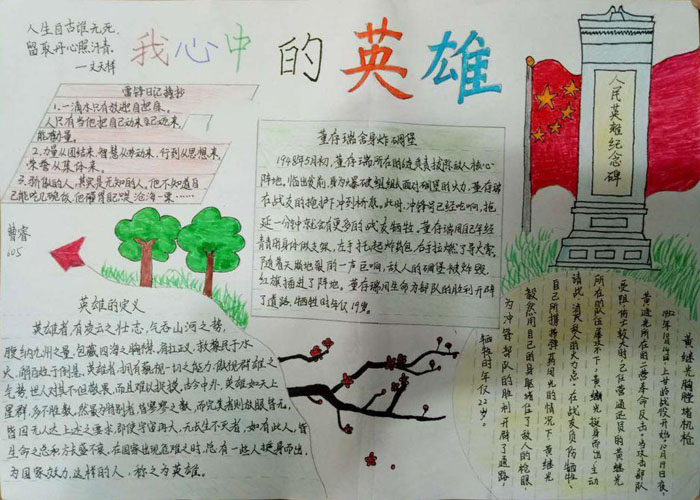 名人故事手抄報圖片，我心中的英雄