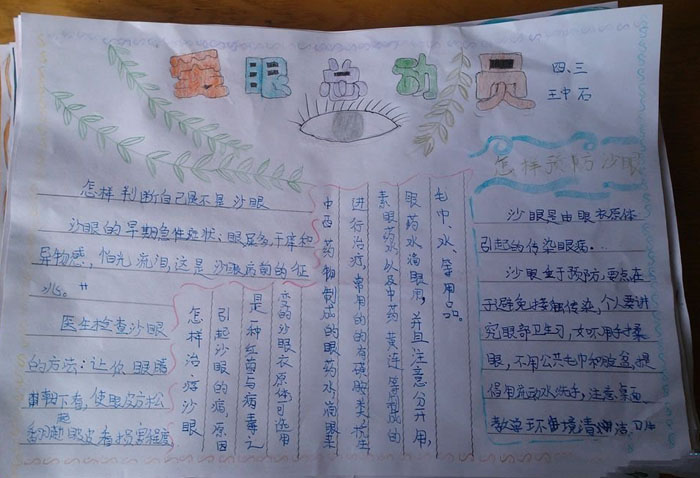 愛眼日手抄報(bào)圖片，愛眼總動(dòng)員