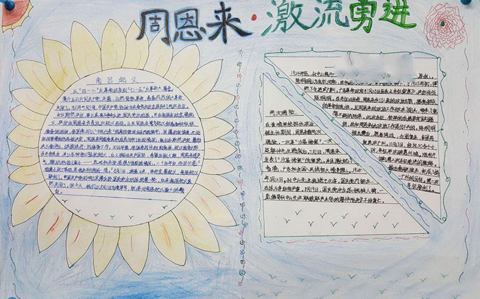 名人故事手抄報圖片，周恩來激流勇進