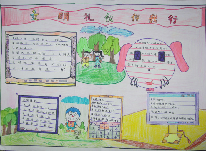 創(chuàng)建文明城市手抄報內(nèi)容，文明禮儀伴我行