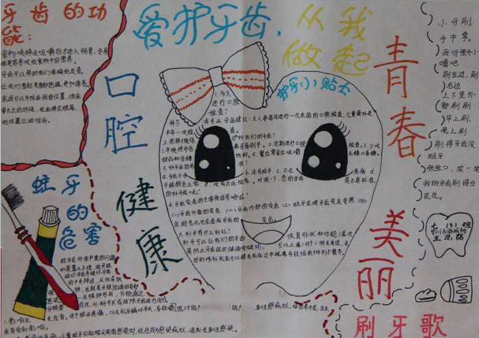 愛牙護齒手抄報圖片，愛護牙齒從我做起
