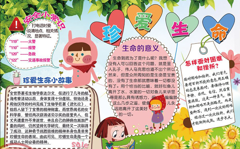 心理健康衛(wèi)生手抄報內容，珍愛生命