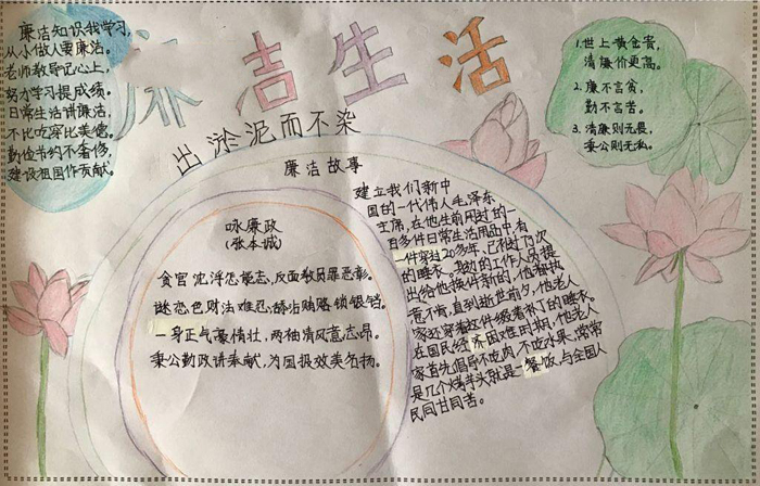 反腐倡廉手抄報圖片，廉潔生活
