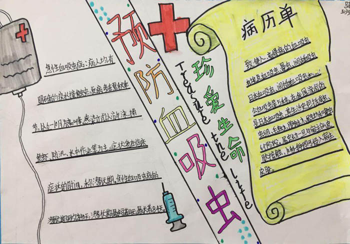 預防疾病手抄報圖片，預防血吸蟲