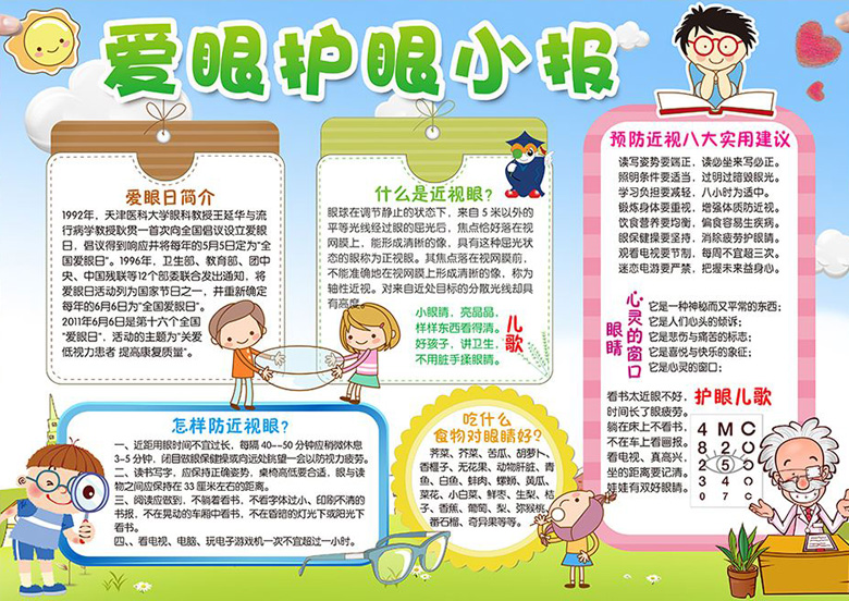 愛眼護眼手抄報，眼睛是心靈的窗戶