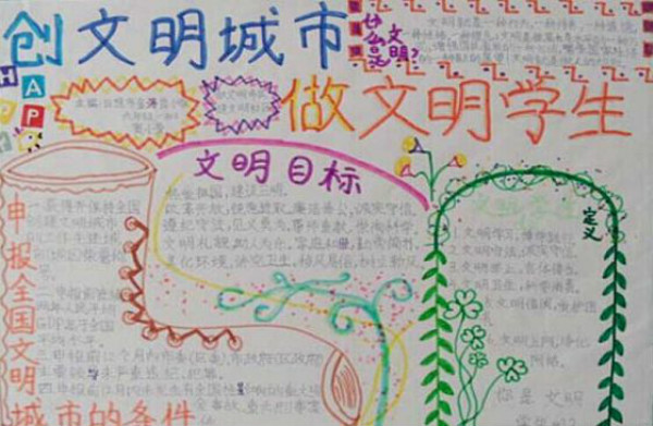 創(chuàng)建文明城市手抄報，創(chuàng)文明城市做文明學(xué)生