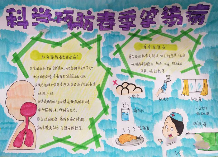 預防傳染病手抄報圖片，科學預防春季傳染病