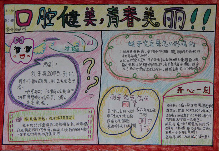 愛牙護齒手抄報圖片，愛牙大比拼