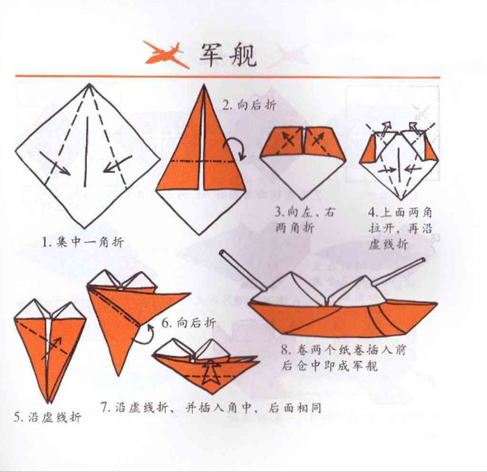 軍艦的手工折紙教程